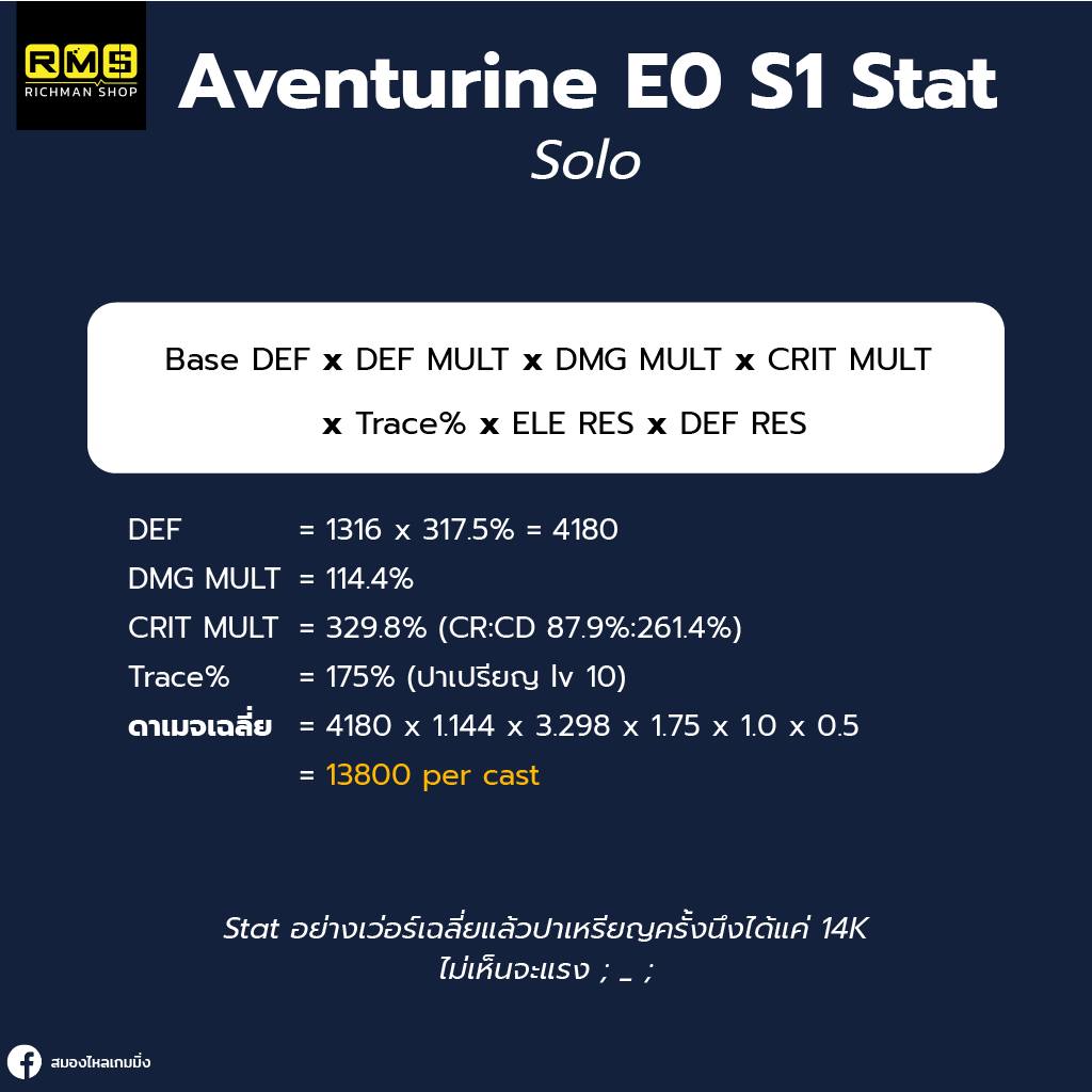 honkai star rail aventurine e0 s1 stat solo